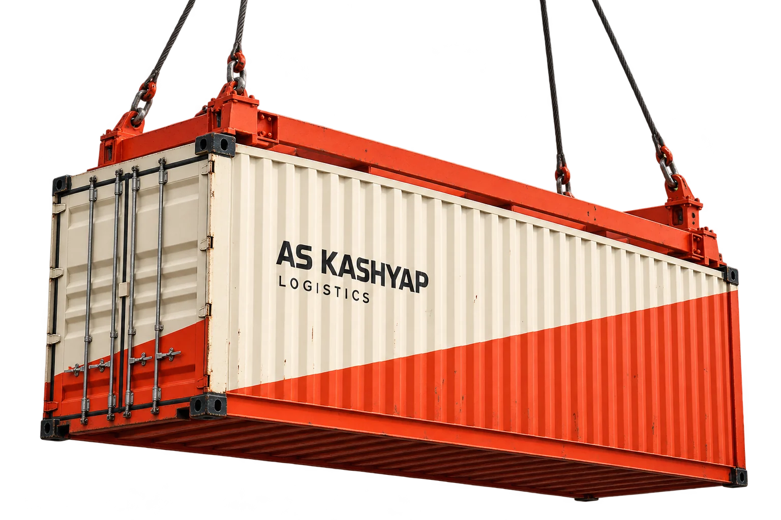 Illustration of a Kashyap cargo container lifted by crane cables